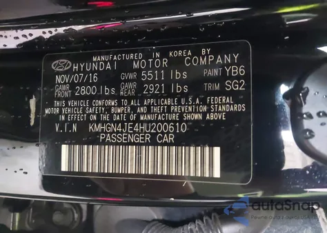 2017 Genesis G80 3.8 from USA, damaged, VIN KMHGN4JE4HU200610